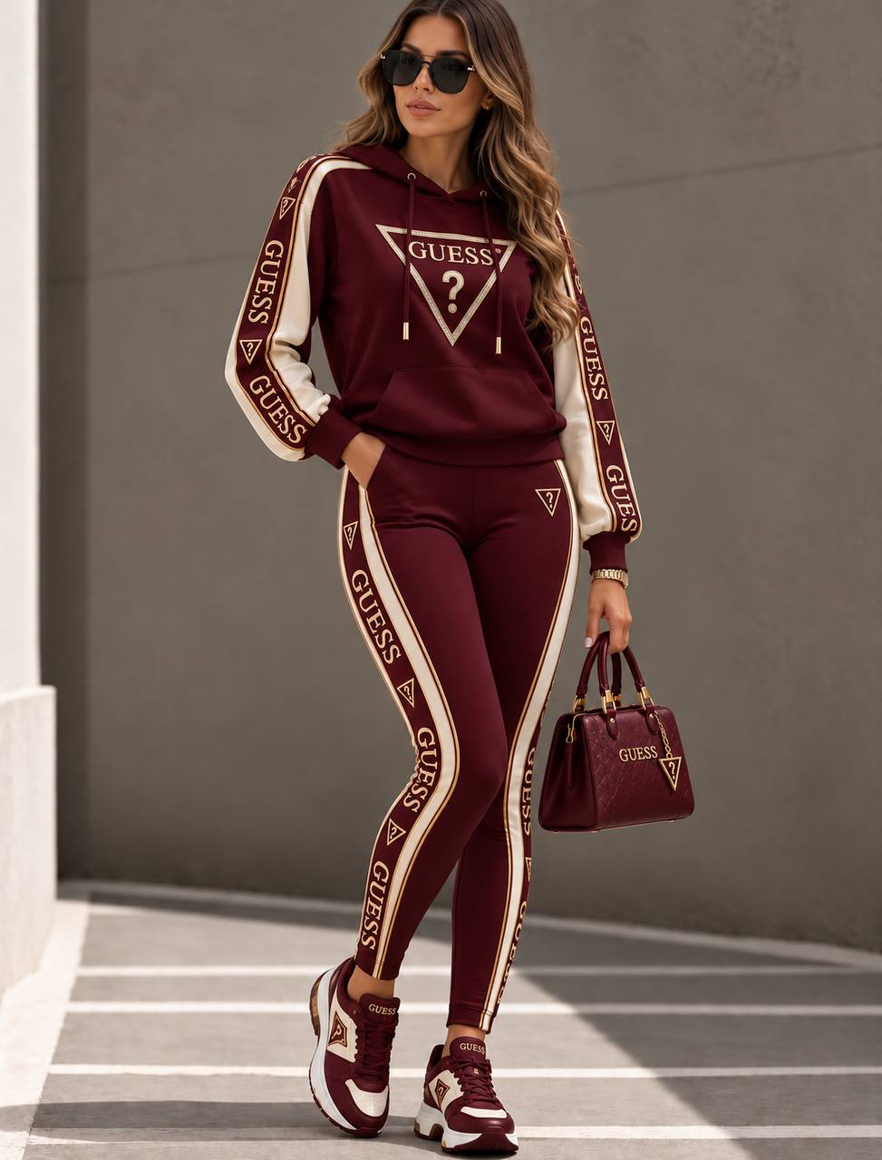 Tuta GUESS premium con felpa e leggings con bande laterali