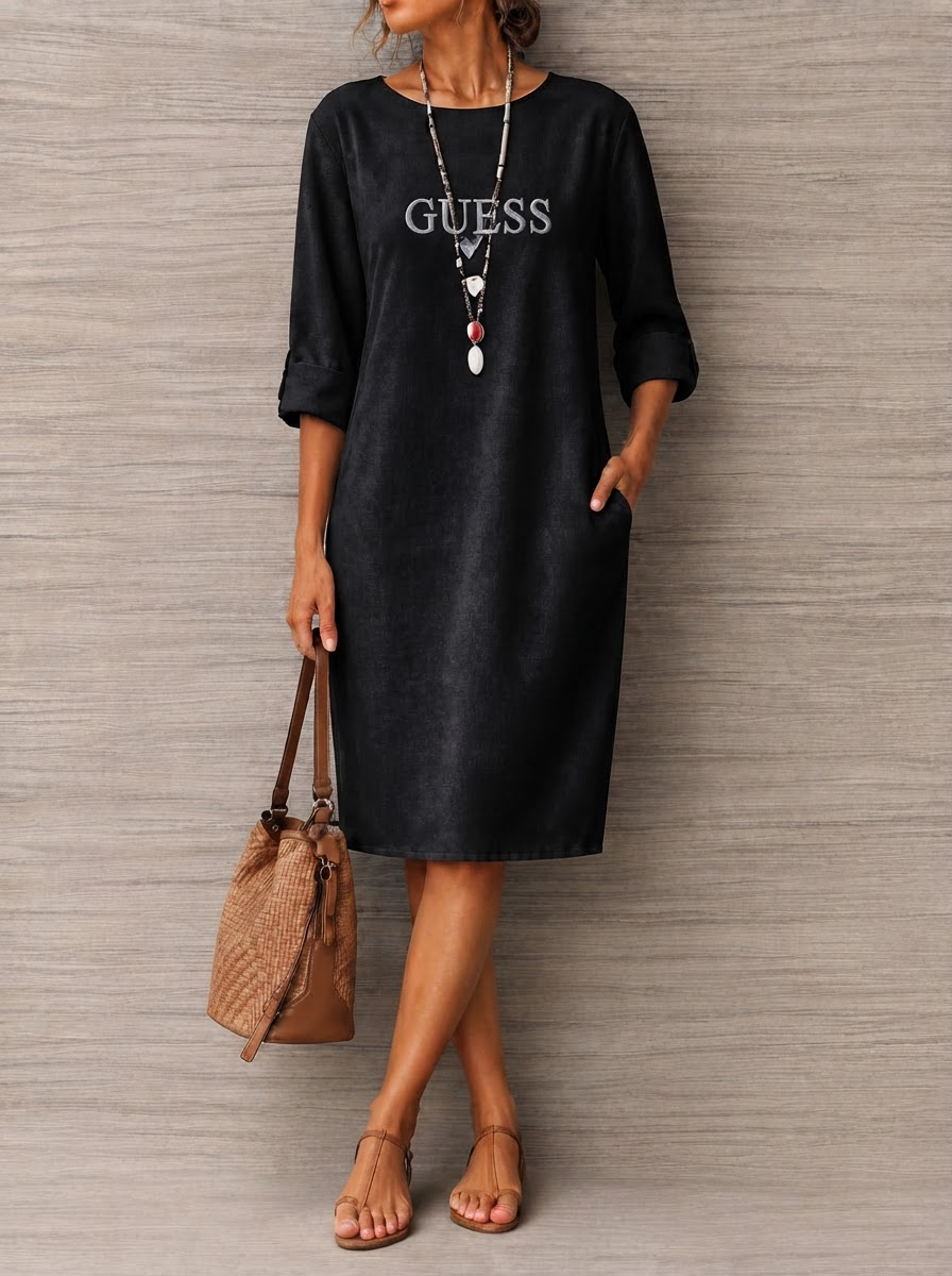 Vestito midi GUESS minimal 100% Cotone