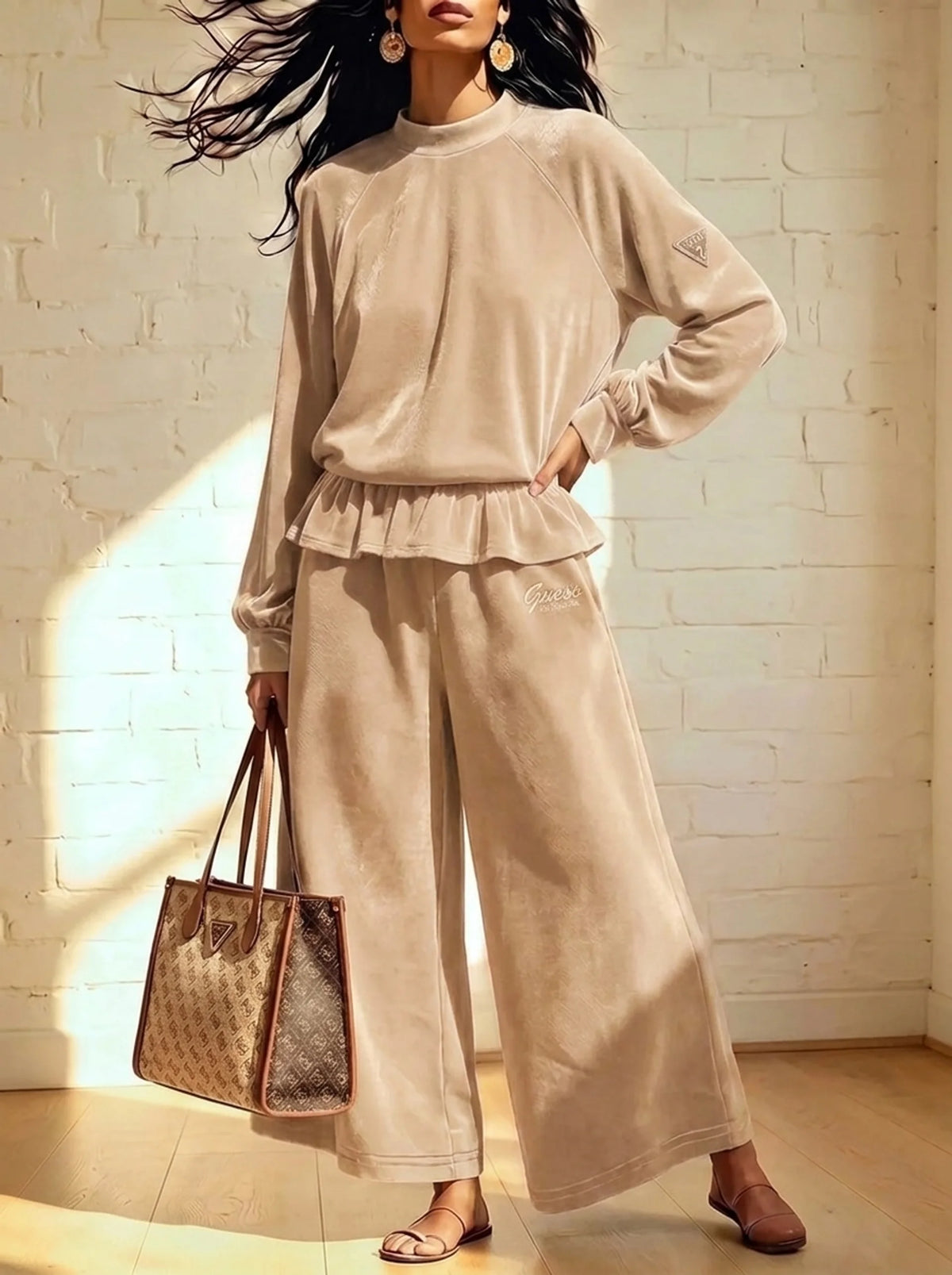 Coordinato Guess in cotone Vellutato - Maglia + Pantalone IN OMAGGIO