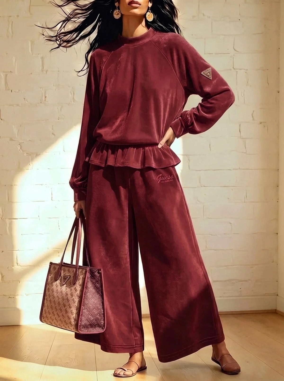 Coordinato Guess in cotone Vellutato - Maglia + Pantalone IN OMAGGIO