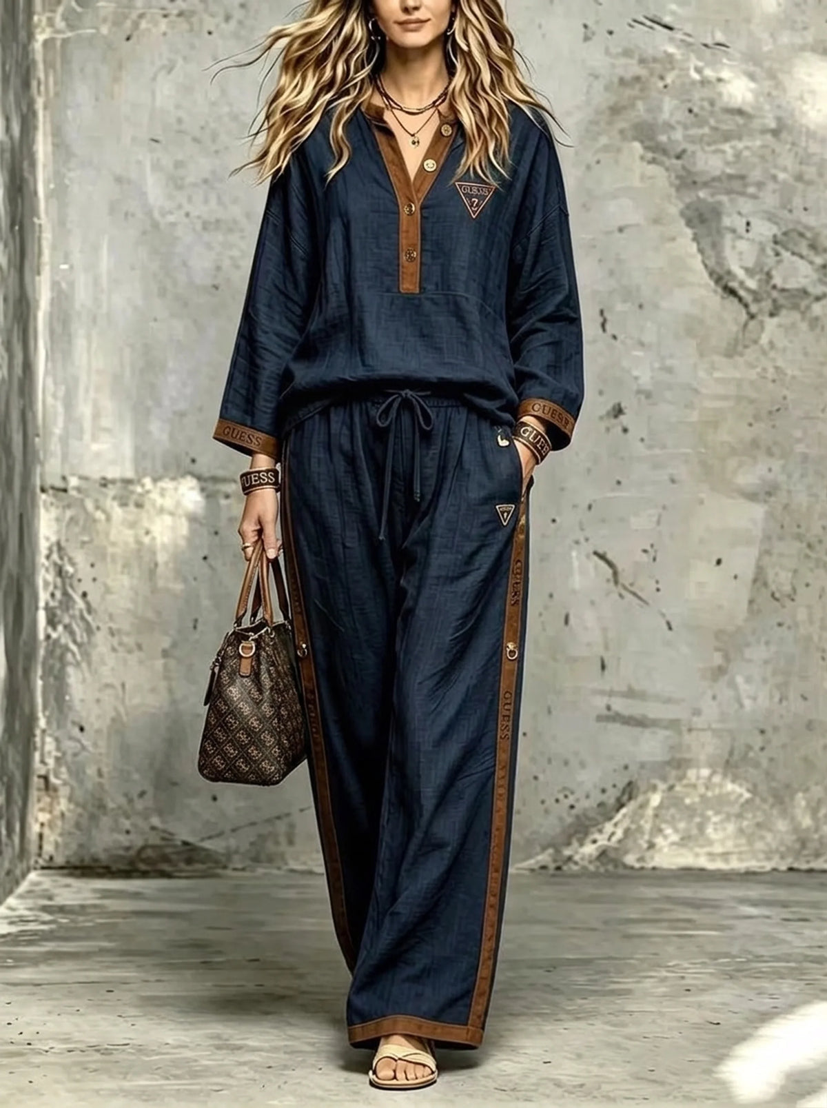 Coordinato Guess in cotone demin- Felpa + Pantalone IN OMAGGIO
