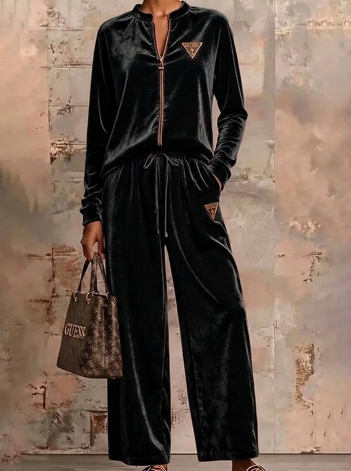 Coordinato Guess in cotone vellutato - Felpa + Pantalone IN OMAGGIO